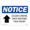 Signmission OSHA Notice Sign, 7" H, Rigid Plastic, Clean Linens Only Beyond This Sign With Symbol, Landscape OS-NS-P-710-L-10613 - alternate 1